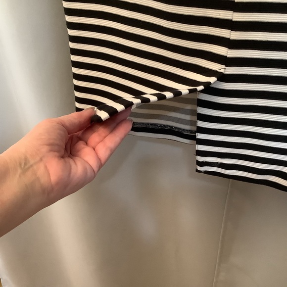 Merona Skirt Ladies Size 14 Stretch Zipper Stripes Cream Black - Picture 3 of 12